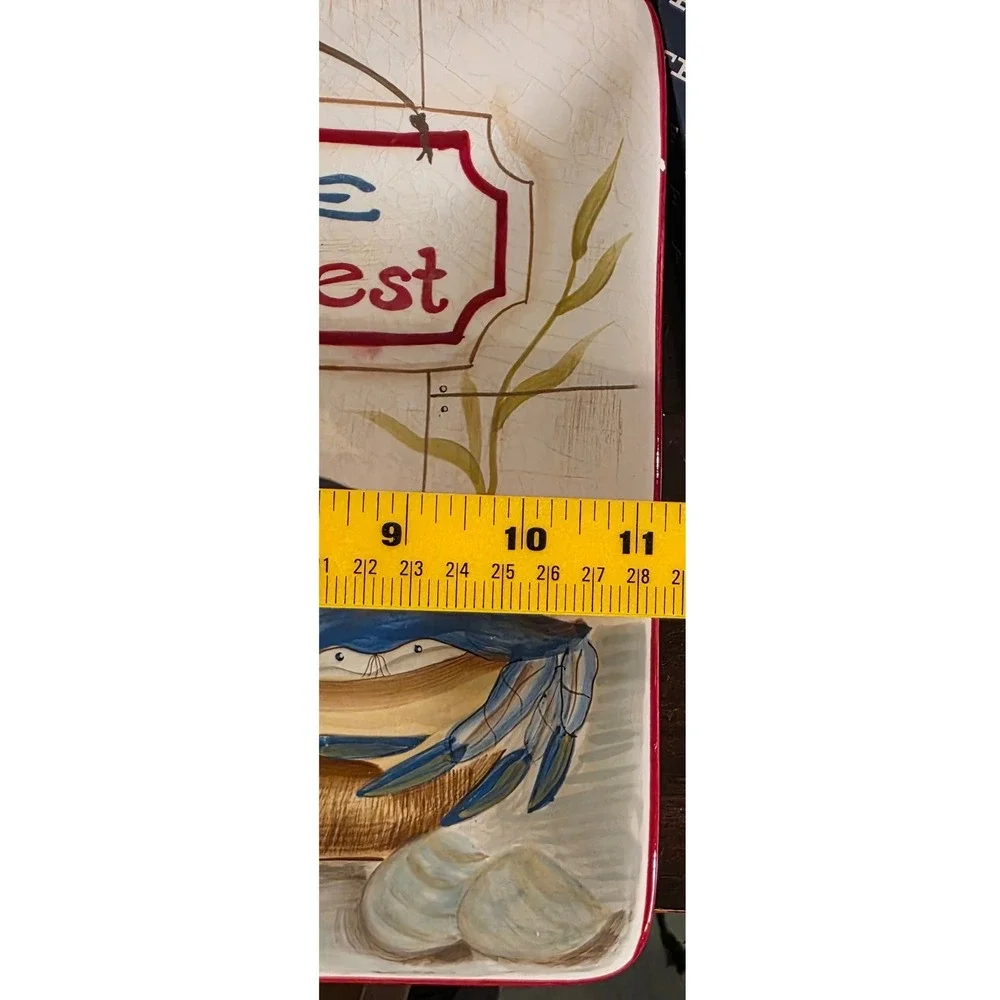 Certified International Blue Crabfest Square Platter Kate McRostie 11